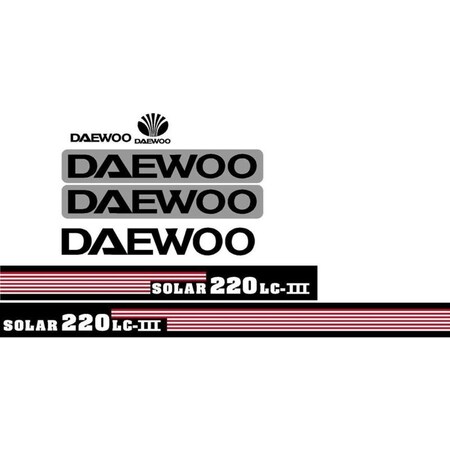 Aftermarket Daewoo Solar 220LCIII Excavator Decal Set DWSOLAR220DECALSET
